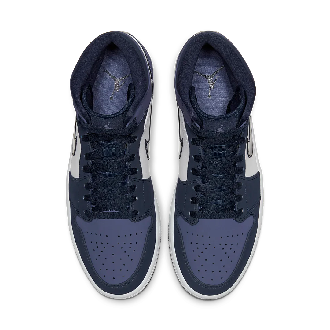 Air Jordan 1 Mid Obsidian Sanded Purple, Obsidian/Sanded Purple-White (554724-445)