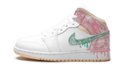 Air Jordan 1 Mid Paint Drip, White/Green Glow-Arctic Punch (DD1666-100)