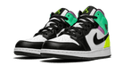 Air Jordan 1 Mid Pastel Black Toe, White/Black-Volt-Green Glow (554725-175)