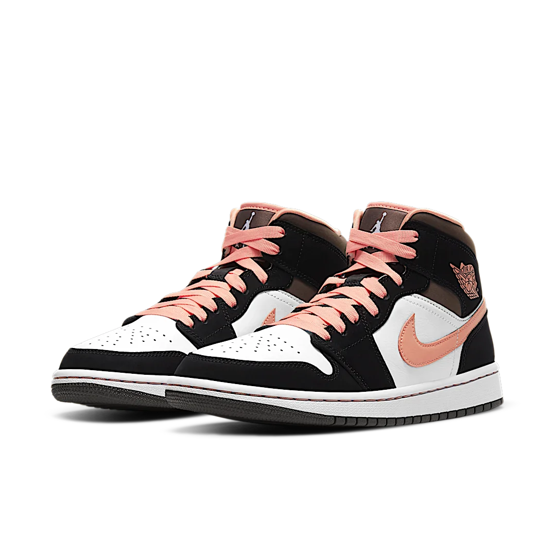 Air Jordan 1 Mid Peach Mocha, White/Apricot/Agate/Black (DH0210-100)