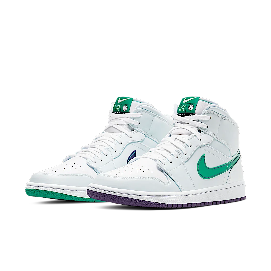 Air Jordan 1 Mid Pregame Pack Mindfulness Luka Doncic, White/Green-Purple (CW5853-100)