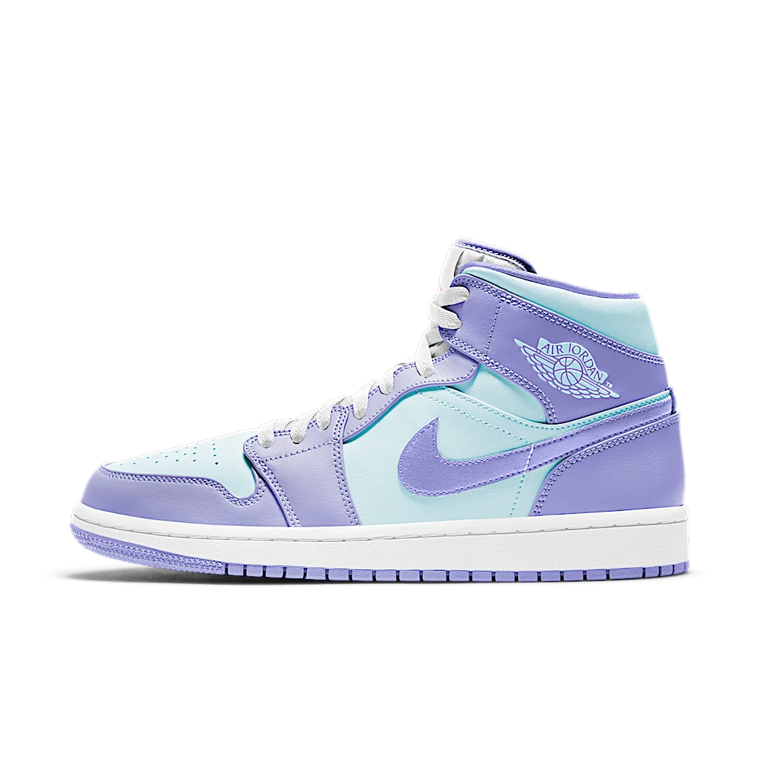 Air Jordan 1 Mid Purple Aqua, Purple/Aqua-White (554724-500 / 554725-500)