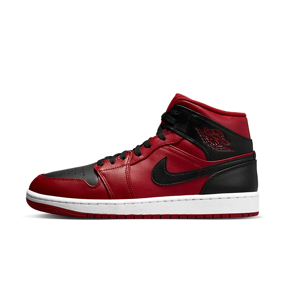 Air Jordan 1 Mid Reverse Bred (2021), Gym Red/Black-White (554724-660 / 554725-660)