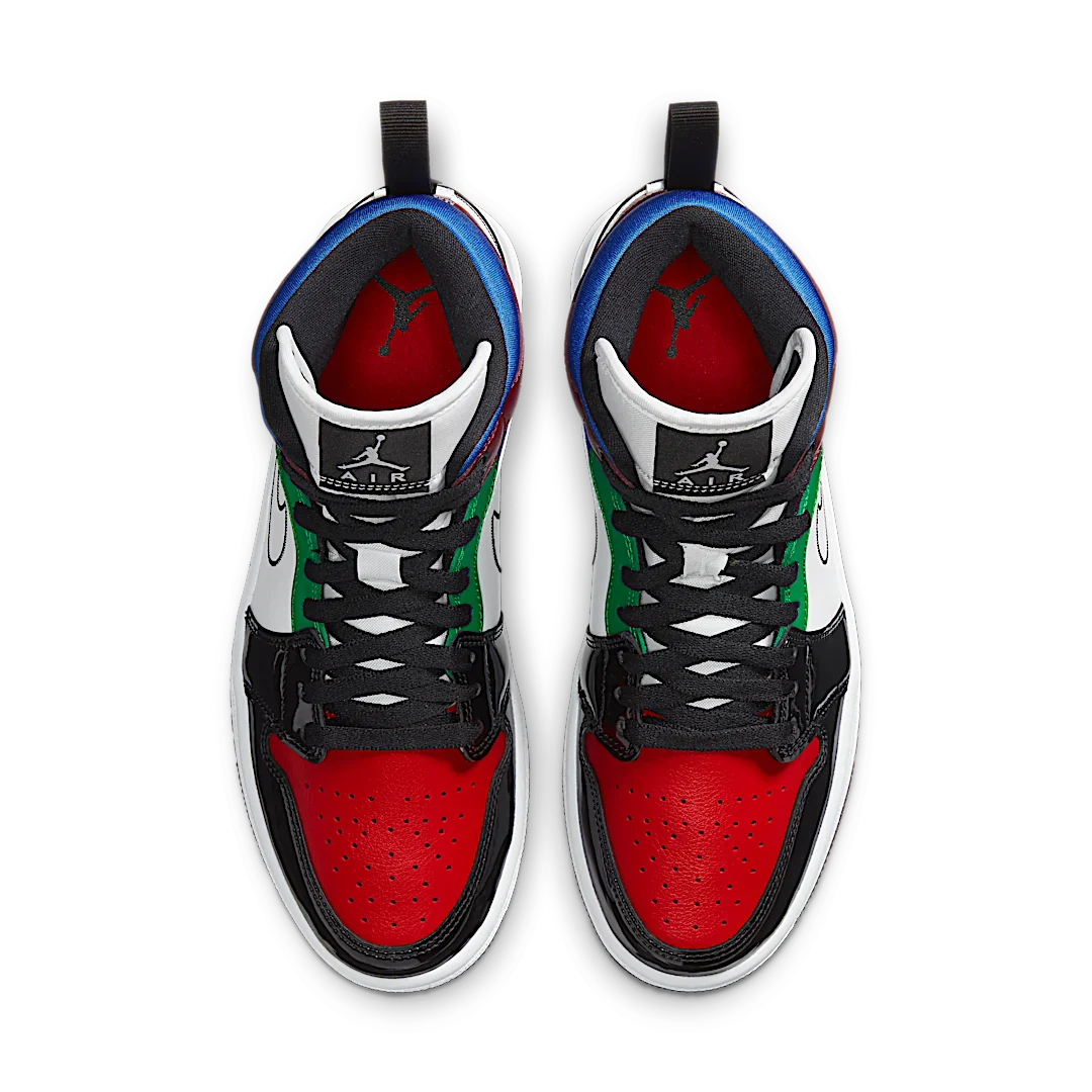 Air Jordan 1 Mid SE Black White Multi-Color, Black/White-University Red-Hyper Royal (DB5454-001)