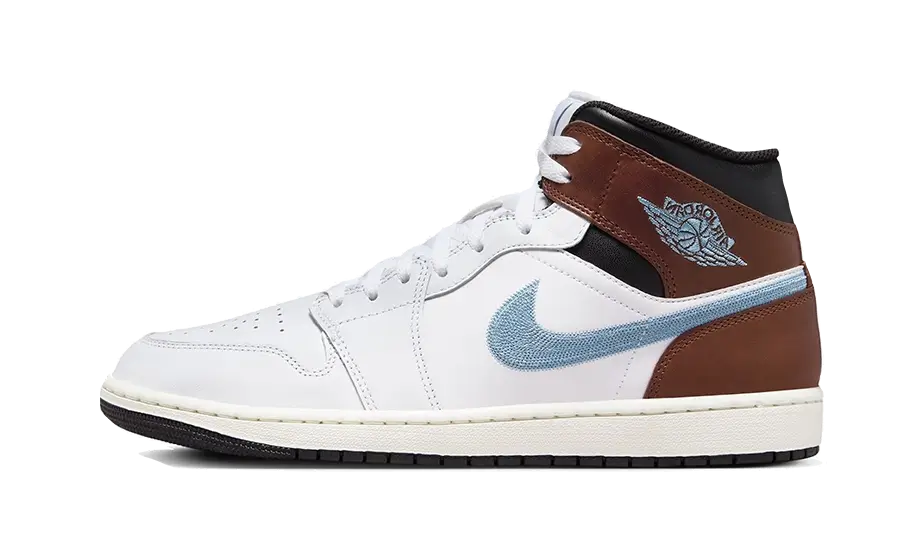 Air Jordan 1 Mid SE Brown Blue Grey, White/Blue Grey/Black/Sail (FQ7831-142)