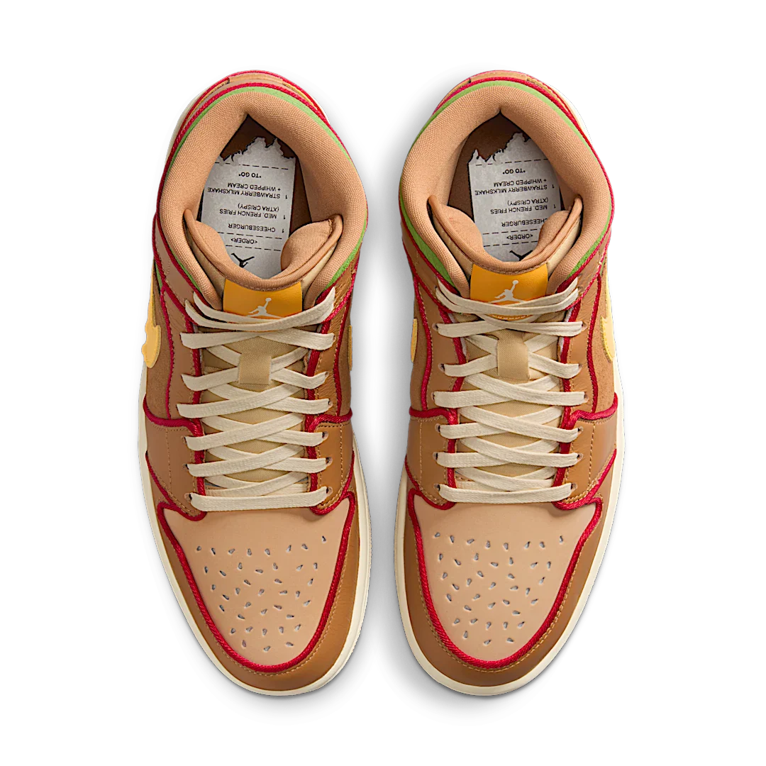 Air Jordan 1 Mid SE Cheeseburger, Flax/Sesame/Coconut Milk/University Gold (IB7403-224)