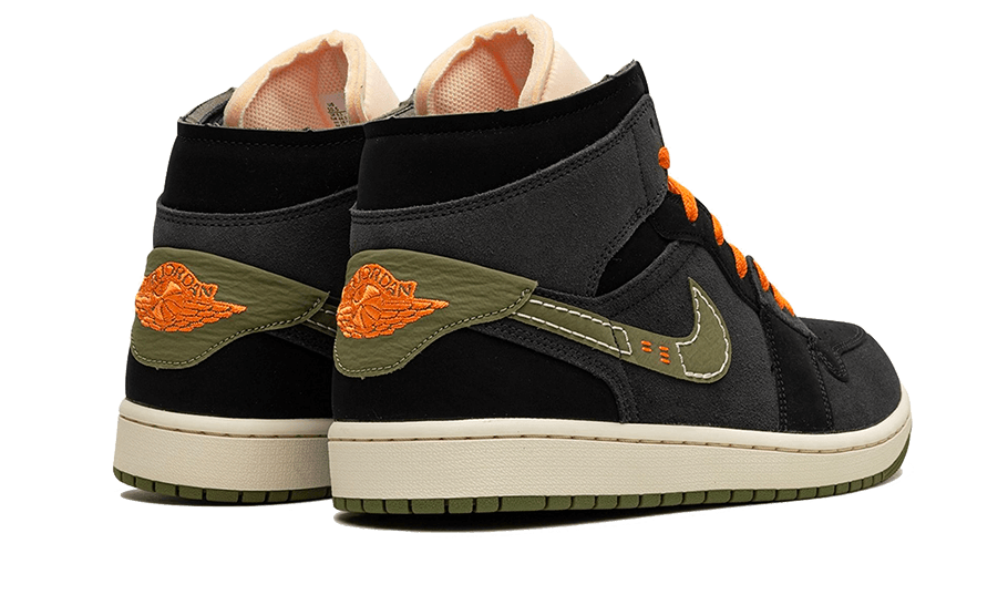 Air Jordan 1 Mid SE Craft Anthracite Light Olive, Anthracite/Black/Bright Mandarin/Sky J Light Olive (FD6817-003)