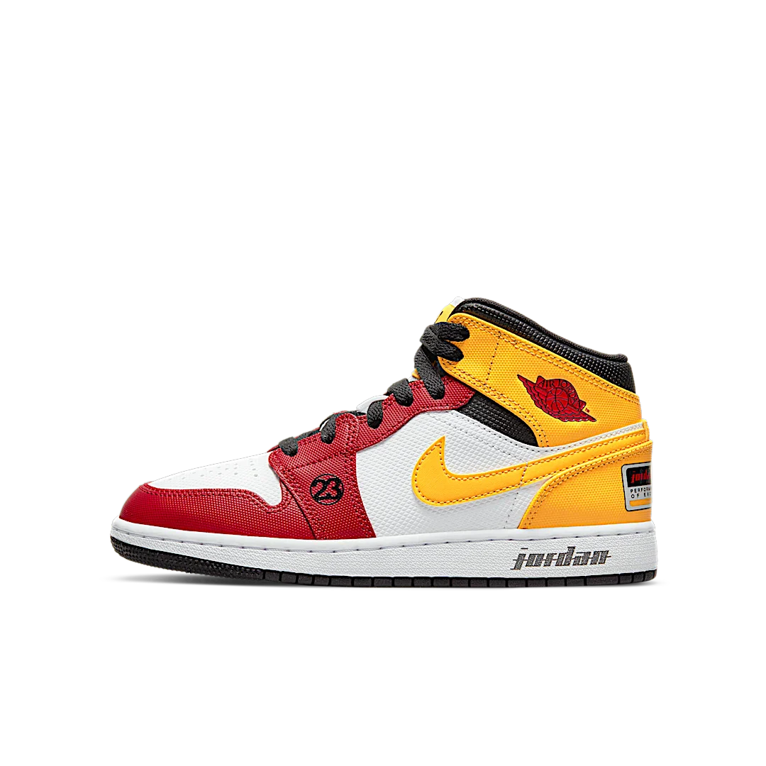 Air Jordan 1 Mid SE Motorsports, White/Varsity Red/Yellow (DJ0336-067)