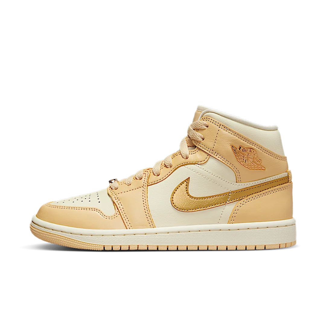 Air Jordan 1 Mid SE Pale Vanilla Metallic Gold, Pale Vanilla/Metallic Gold/Coconut Milk/Sail (FB9892-200)