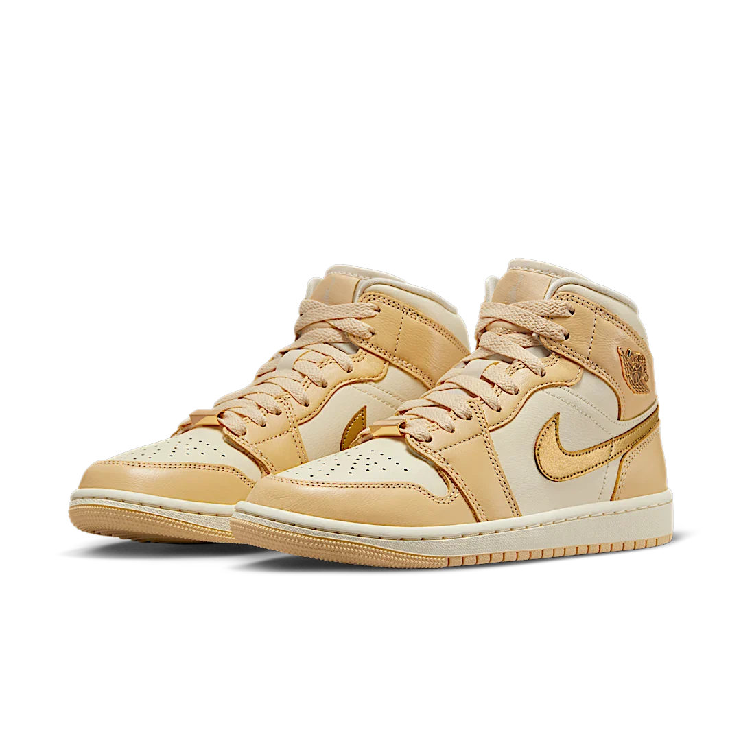 Air Jordan 1 Mid SE Pale Vanilla Metallic Gold, Pale Vanilla/Metallic Gold/Coconut Milk/Sail (FB9892-200)