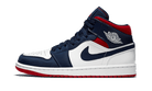 Air Jordan 1 Mid SE USA, White/Varsity Red-Midnight Navy (852542-104 / BQ6931-104)