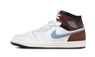 Air Jordan 1 Mid SE White Brown Blue Grey, White/Black/Sail/Blue Grey (FQ8162-142)