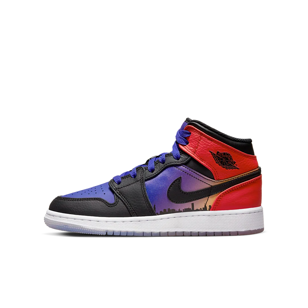 Air Jordan 1 Mid SS Skyline, Concord/Black/University Red/Psychic Purple/Peach Cream/Total Orange (DX4379-400)