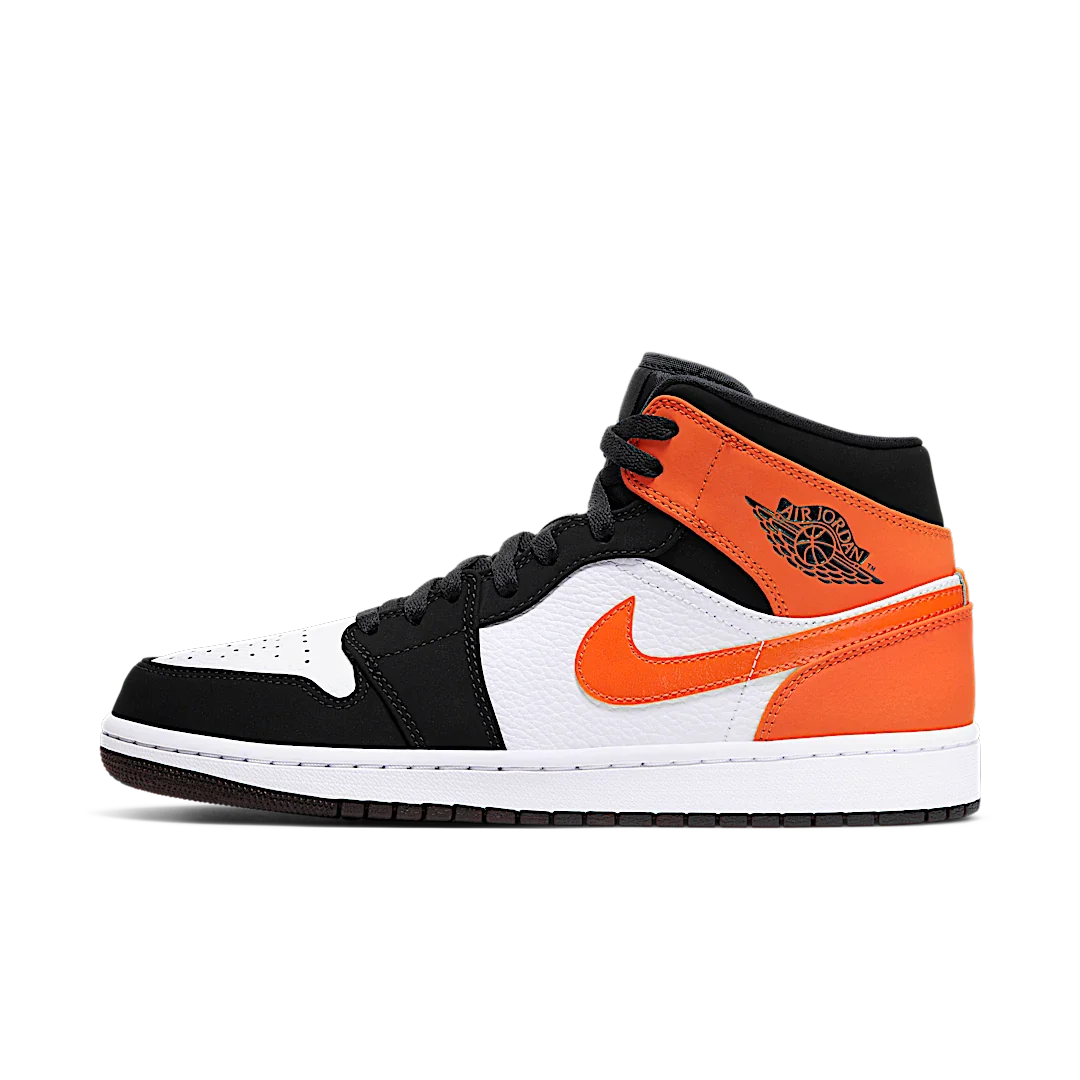 Air Jordan 1 Mid Shattered Backboard, Black/White-Starfish (554724-058 / 554725-058)