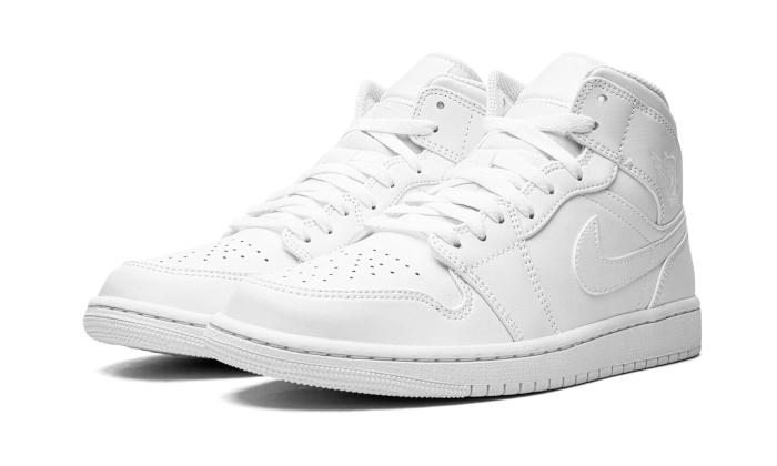 Air Jordan 1 Mid Triple White, White/White/White (554724-136 / 554725-130)