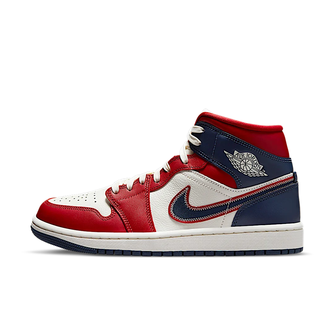 Air Jordan 1 Mid USA (2022), Gym Red/Sail/Light Iron Ore/Midnight Navy (DQ7648-600)