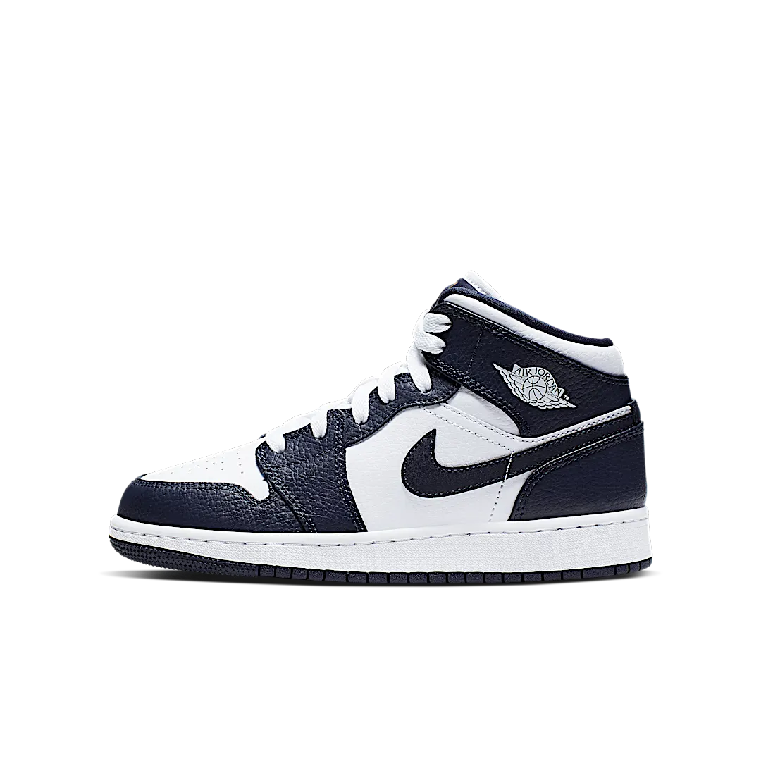 Air Jordan 1 Mid White Metallic Gold Obsidian, White/Metallic Gold-Obsidian (554725-174)