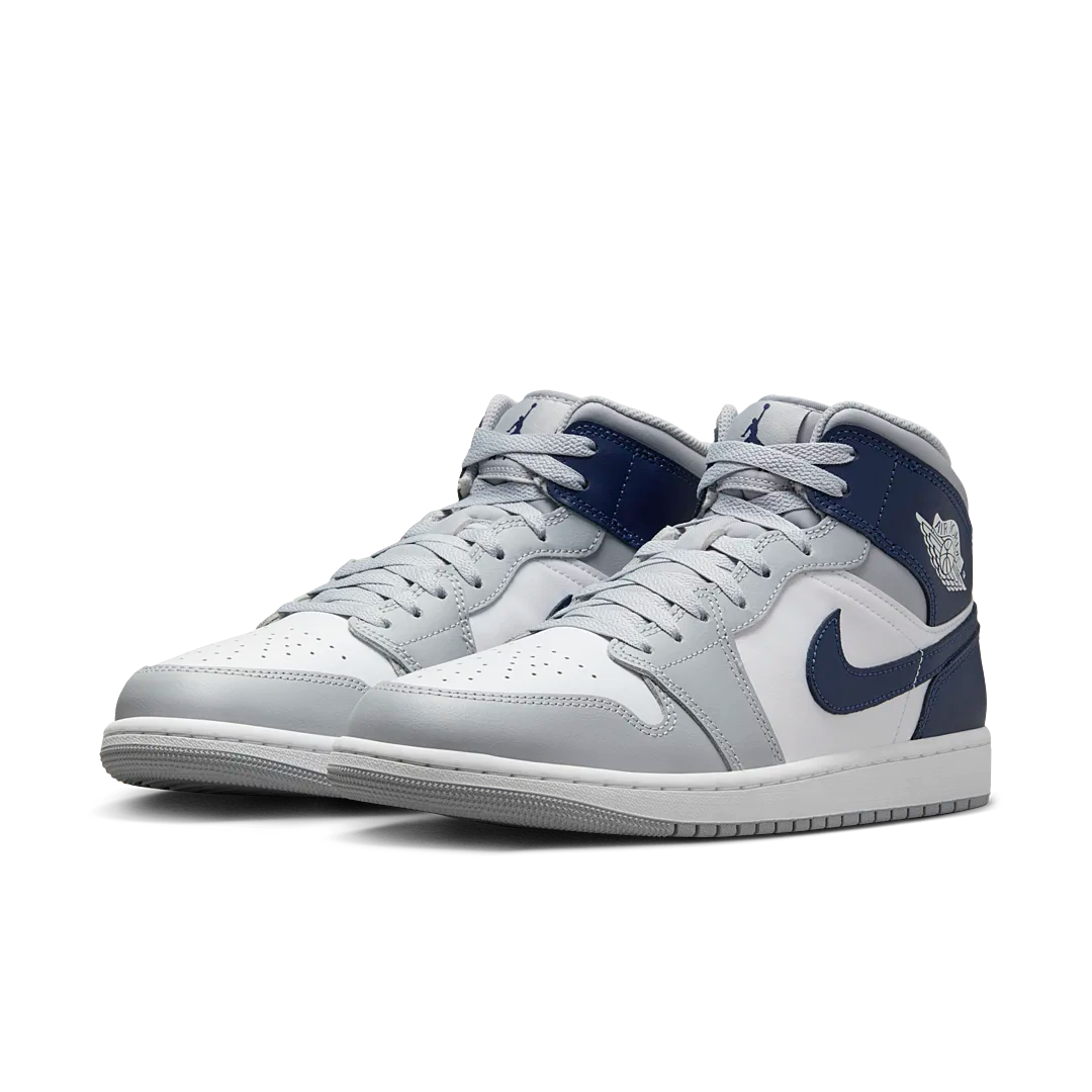 Air Jordan 1 Mid Wolf Grey Midnight Navy, White/Wolf Grey/Midnight Navy (DQ8426-104 / DQ8423-104)