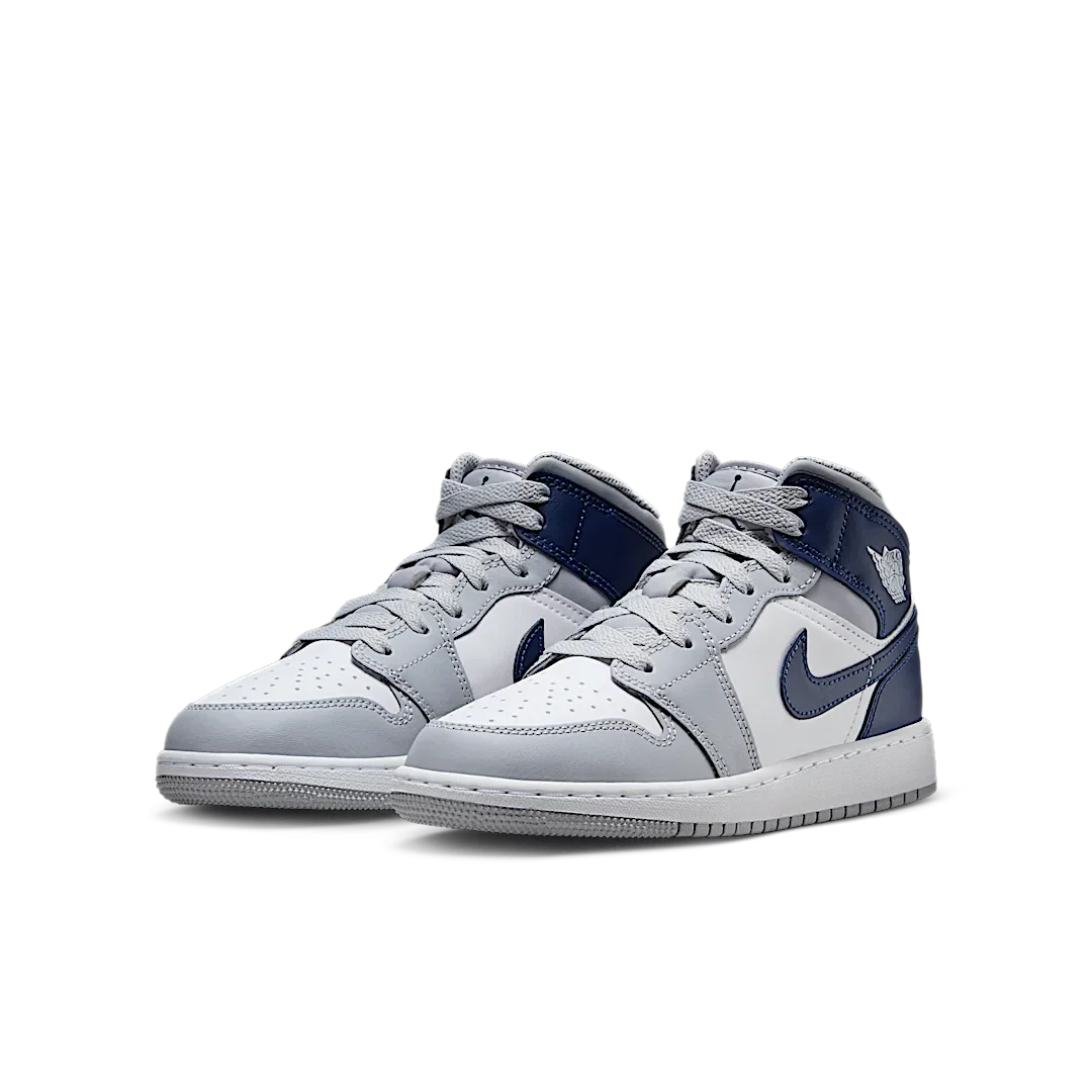 Air Jordan 1 Mid Wolf Grey Midnight Navy, White/Wolf Grey/Midnight Navy (DQ8423-104)