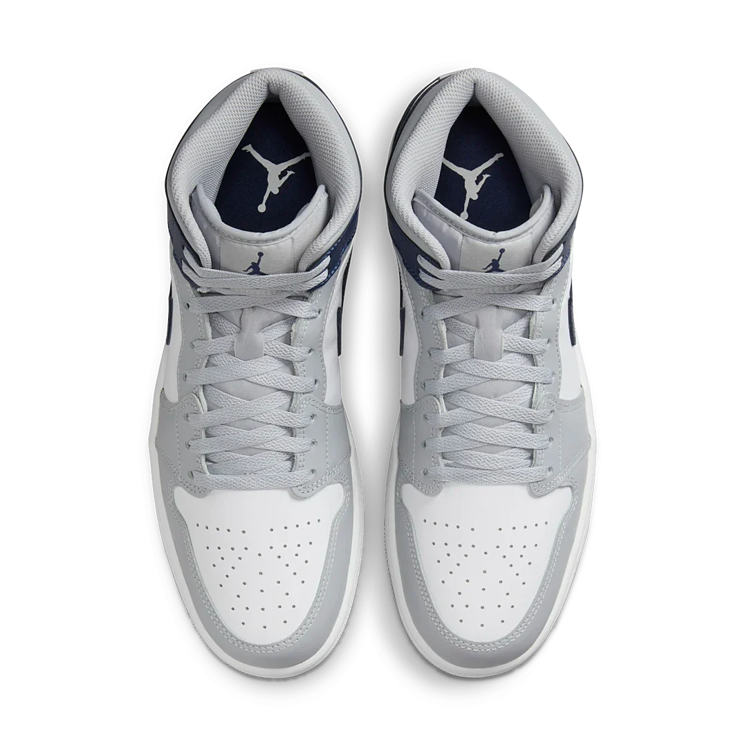 Air Jordan 1 Mid Wolf Grey Midnight Navy, White/Wolf Grey/Midnight Navy (DQ8426-104 / DQ8423-104)