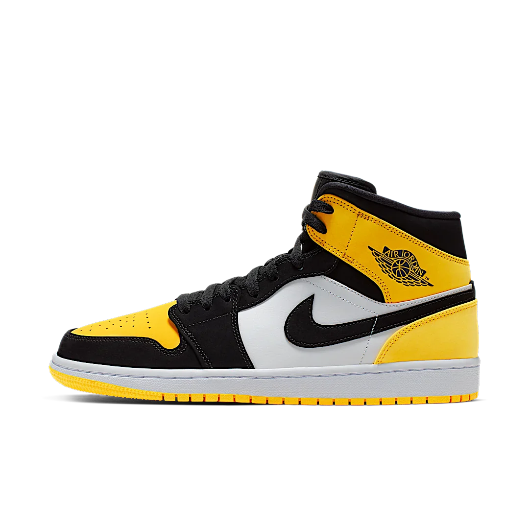 Air Jordan 1 Mid Yellow Toe Black, Black/Varsity Maize-White (852542-071)