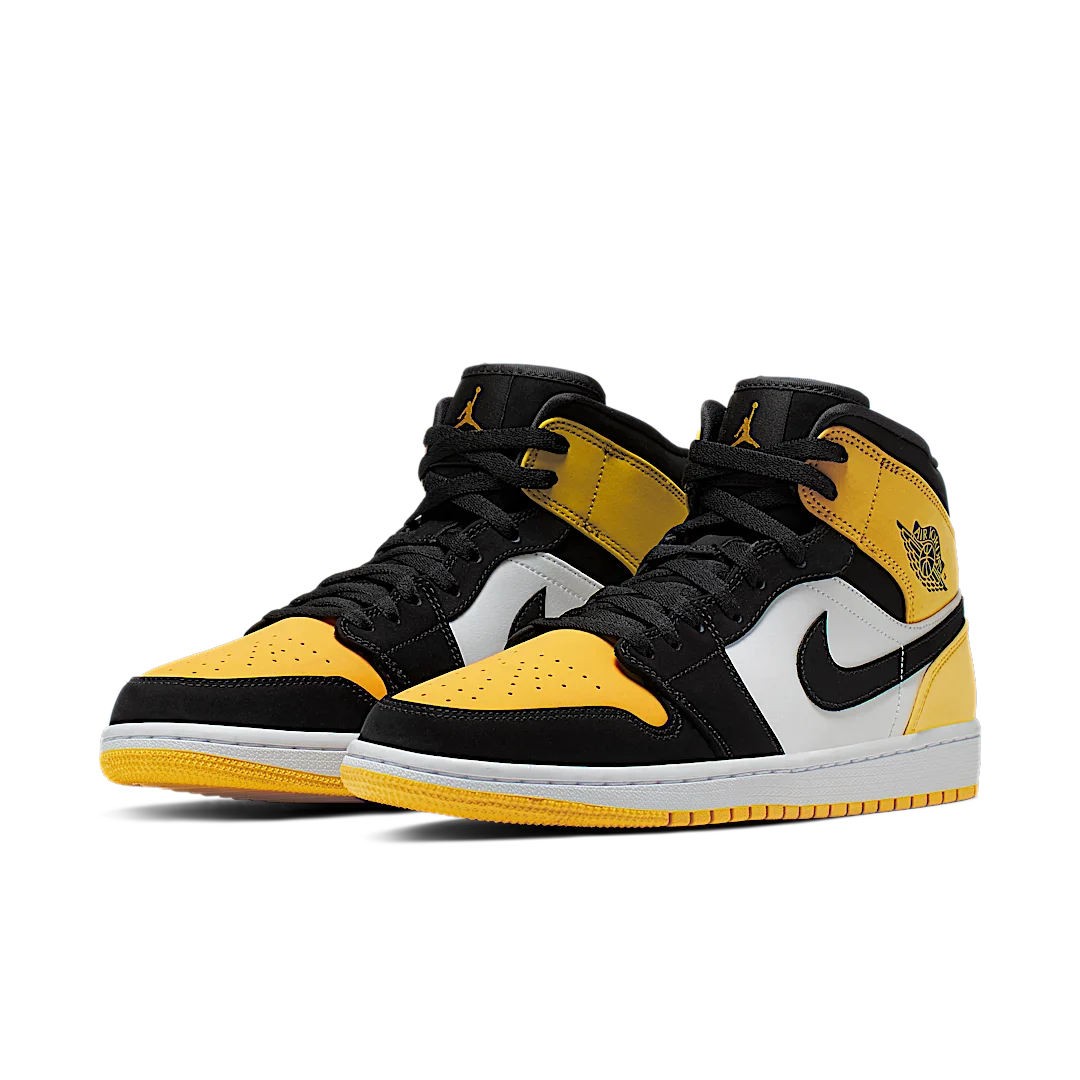 Air Jordan 1 Mid Yellow Toe Black, Black/Varsity Maize-White (852542-071)