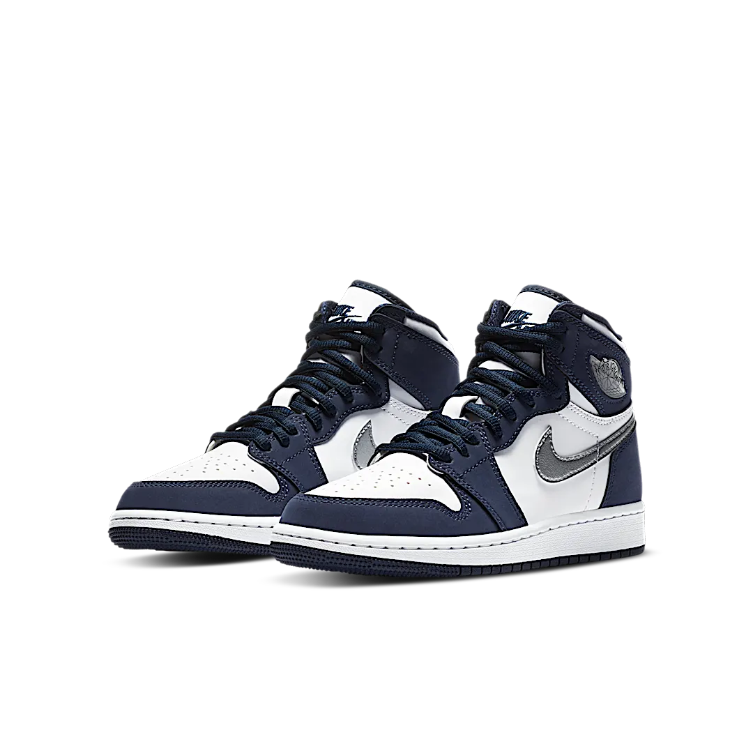 Air Jordan 1 Retro High CO Japan Midnight Navy, White/Metallic Silver-Midnight Navy (575441-141)