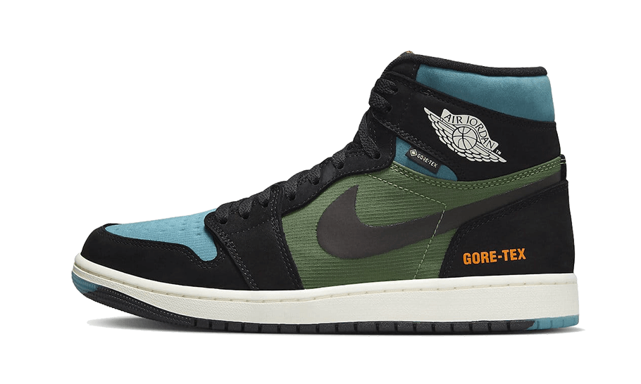 Air Jordan 1 Retro High Element Gore-Tex Black Olive, Black/Sky J Light Olive/Bright Mandarin/Sail/Noise Aqua (DB2889-003)