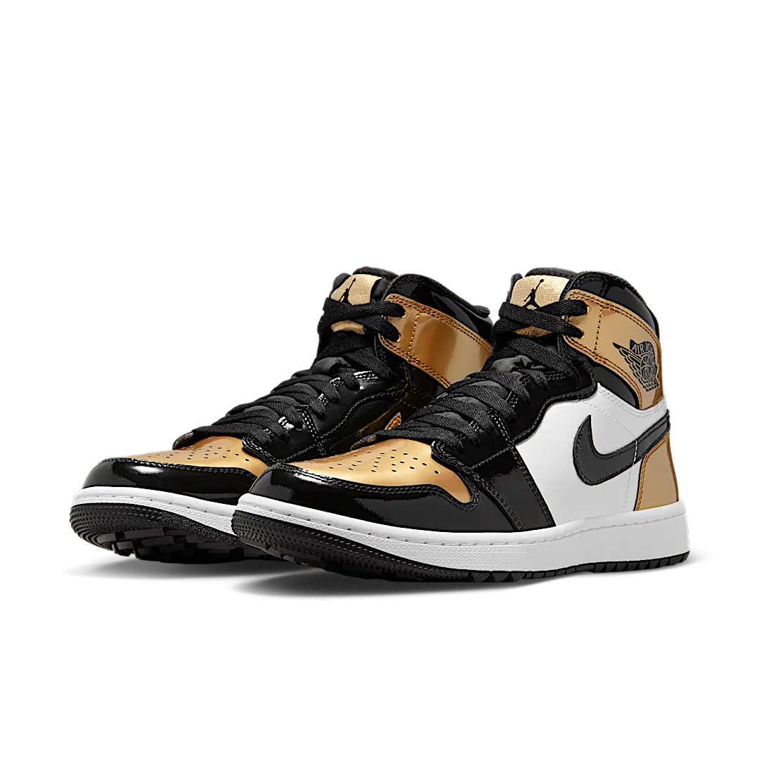 Air Jordan 1 Retro High Golf Patent Gold Toe, Black/Metallic Gold/White (DQ0660-002)