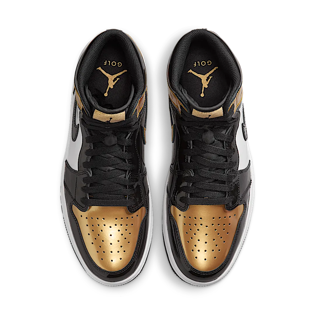 Air Jordan 1 Retro High Golf Patent Gold Toe, Black/Metallic Gold/White (DQ0660-002)