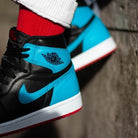 Air Jordan 1 Retro High NC to Chi, Black/Dark Powder Blue-Gym Red (CD0461-046)