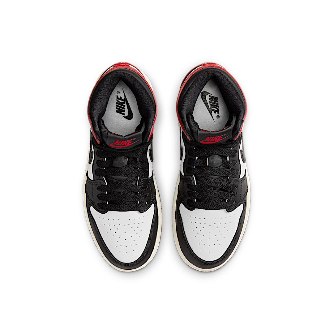 Air Jordan 1 Retro High OG Black Toe Reimagined (PS), Black/Black/Varsity Red/White (FD1412-106)