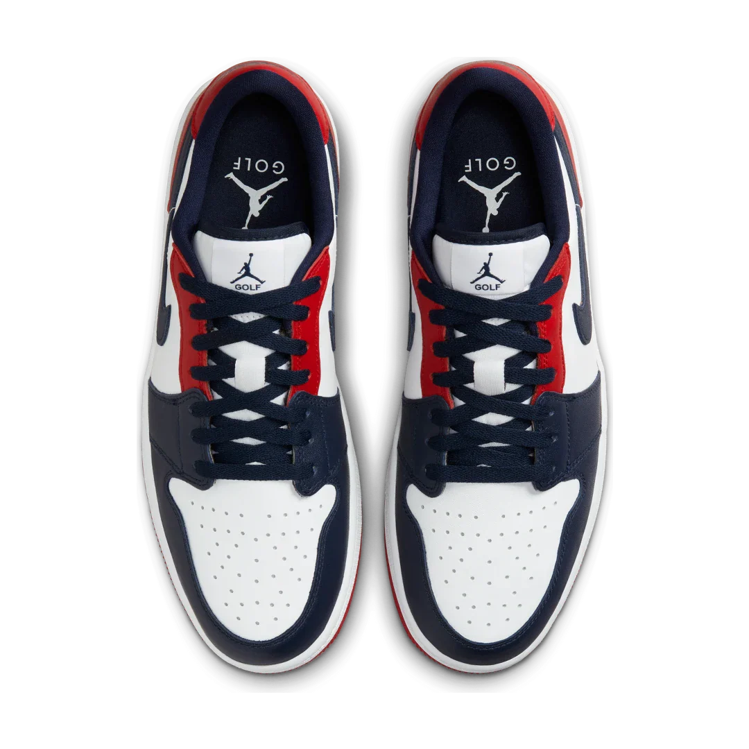Air Jordan 1 Retro Low Golf USA, White/Obsidian/Varsity Red (DD9315-113)