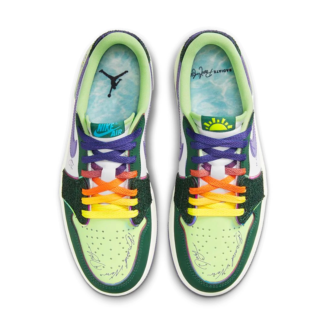 Air Jordan 1 Retro Low OG Doernbecher (2023), Gorge Green/Court Purple/White/Barely Volt/Sail (FD9665-351)