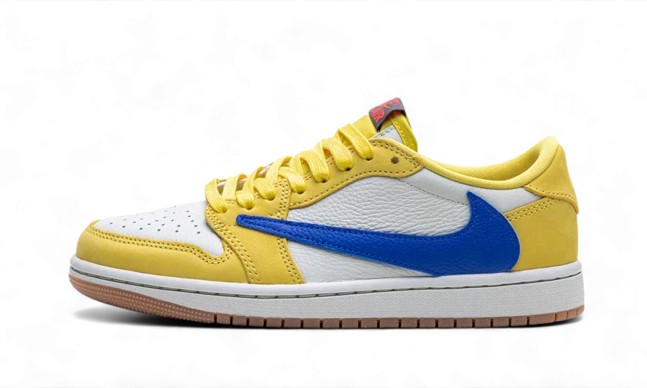 Air Jordan 1 Retro Low OG SP Travis Scott Canary, Canary/Racer Blue/Light Silver/Gum Medium Brown (DZ4137-700)