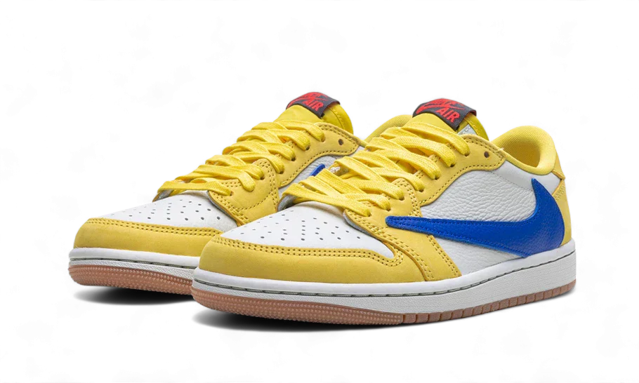 Air Jordan 1 Retro Low OG SP Travis Scott Canary, Canary/Racer Blue/Light Silver/Gum Medium Brown (DZ4137-700)