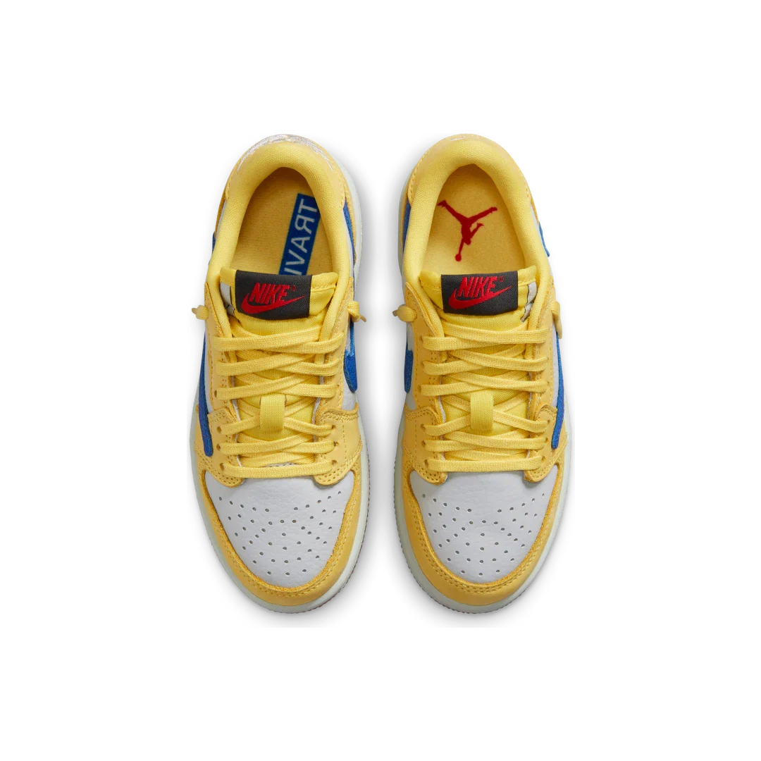 Air Jordan 1 Retro Low OG SP Travis Scott Canary (PS), Canary/Racer Blue/Light Silver/Gum Medium Brown (DZ5909-700)