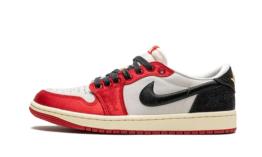 Air Jordan 1 Retro Low OG Trophy Room Rookie Card Away, Sail/Black-Varsity Red-Muslin (FN0432-100)