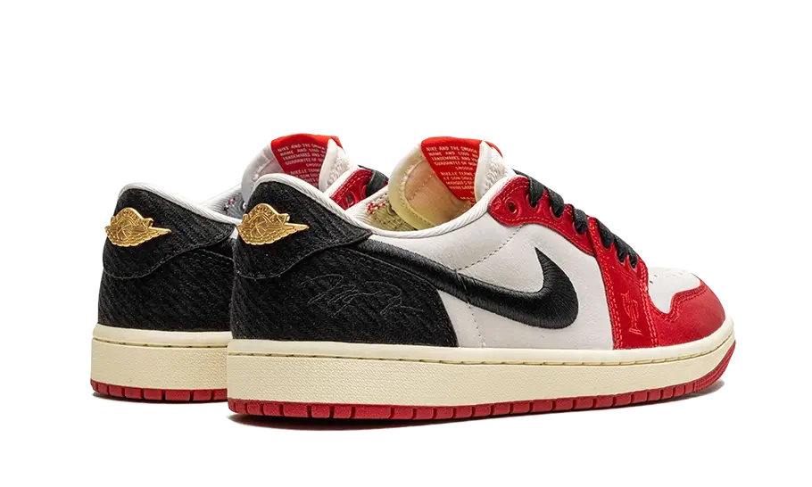 Air Jordan 1 Retro Low OG Trophy Room Rookie Card Away, Sail/Black-Varsity Red-Muslin (FN0432-100)