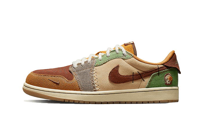 Air Jordan 1 Retro Low OG Zion Williamson Voodoo, Flax/Muslin-Fauna Brown-Oil Green-Sesame-Moon Fossil (DZ7292-200)