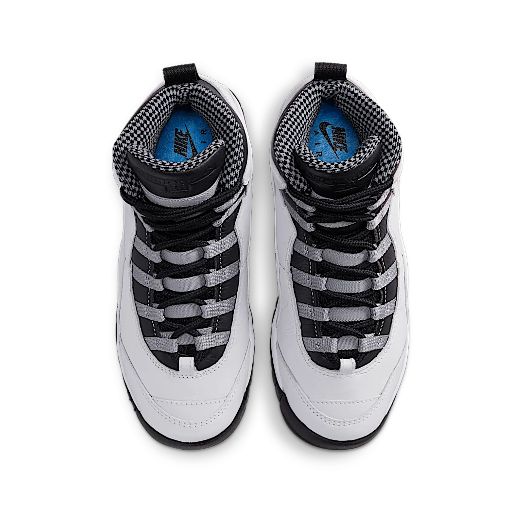 Air Jordan 10 Retro Steel (2025), White/Light Steel Grey/Dark Powder Blue/Black (IB7359-104)