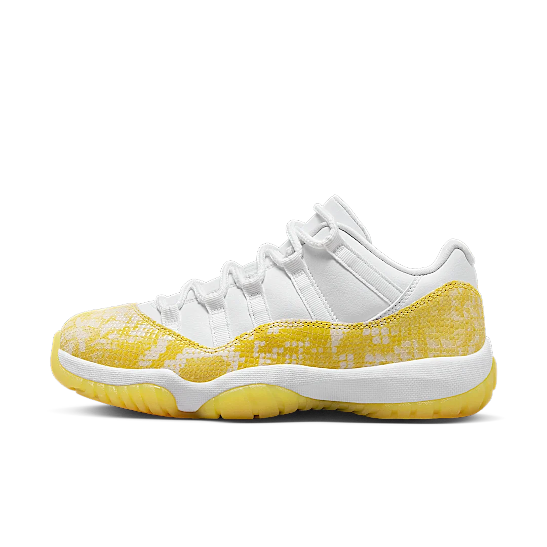 Air Jordan 11 Retro Low Yellow Snakeskin, White/Tour Yellow/Sail (AH7860-107)