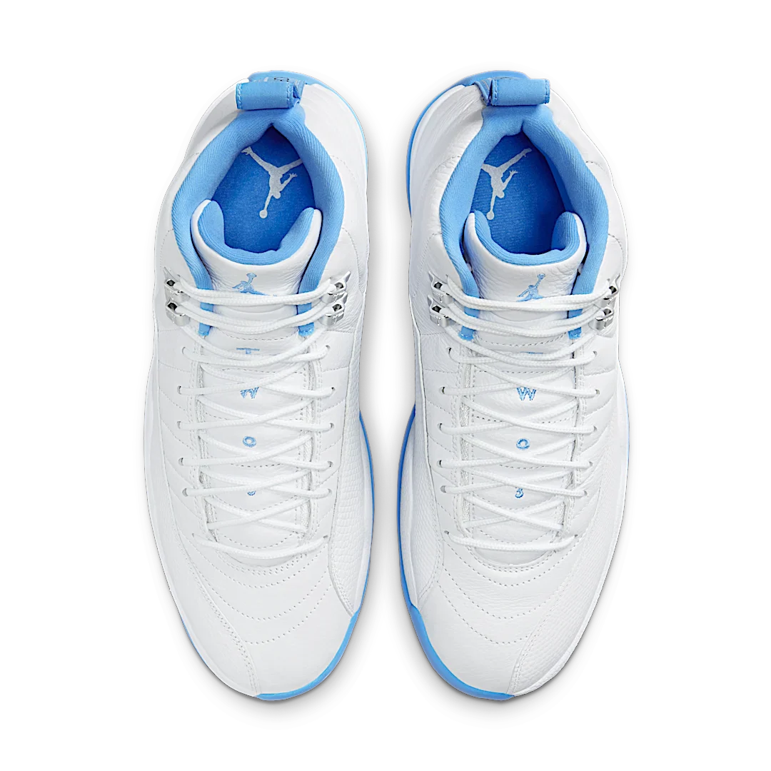 Air Jordan 12 Retro Melo (2025), White/University Blue/Metallic Silver (CT8013-112)
