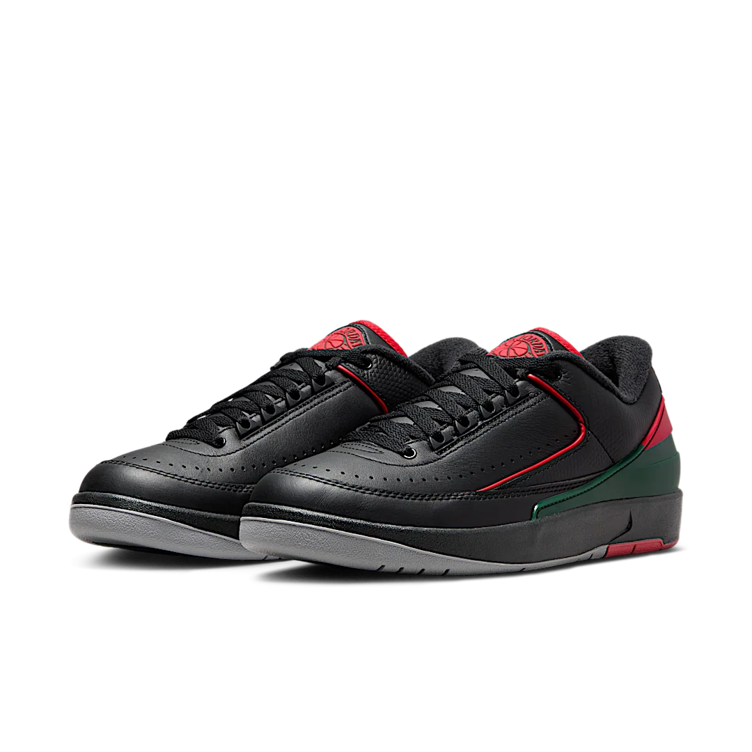 Air Jordan 2 Retro Low Christmas, Black/Fire Red/Cement Grey (DV9956-006)