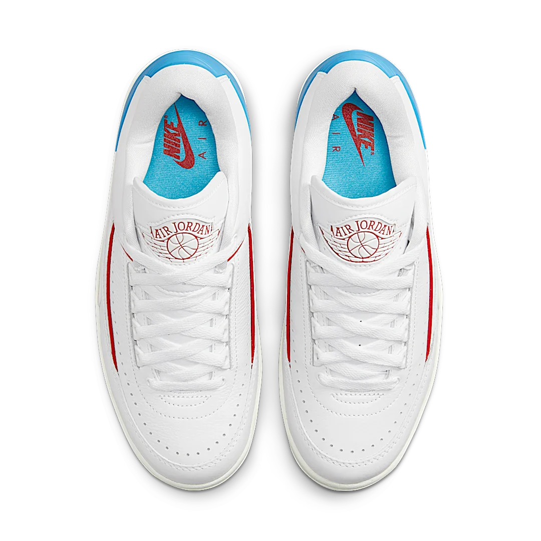 Air Jordan 2 Retro Low NC to Chi, White/Gym Red-Dark Powder Blue-Sail (DX4401-164)