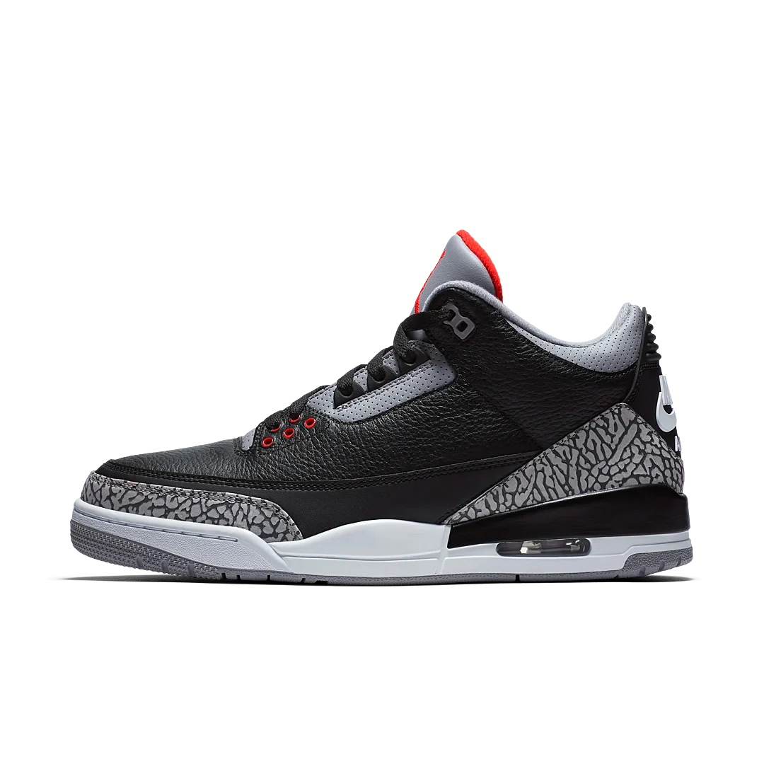 Air Jordan 3 Retro Black Cement (2018), Black/Fire Red-Cement Grey-White (854262-001)