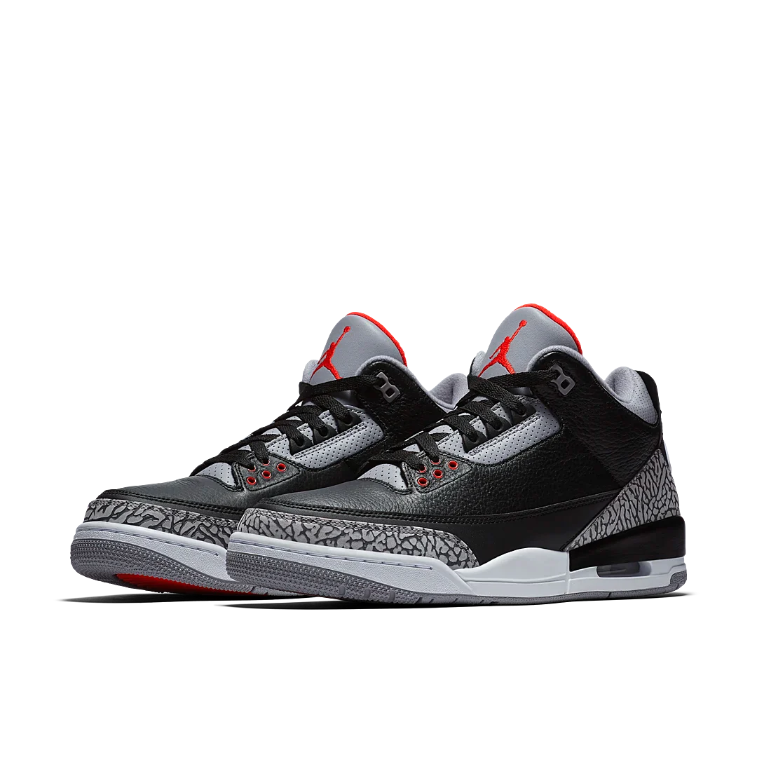 Air Jordan 3 Retro Black Cement (2018), Black/Fire Red-Cement Grey-White (854262-001)