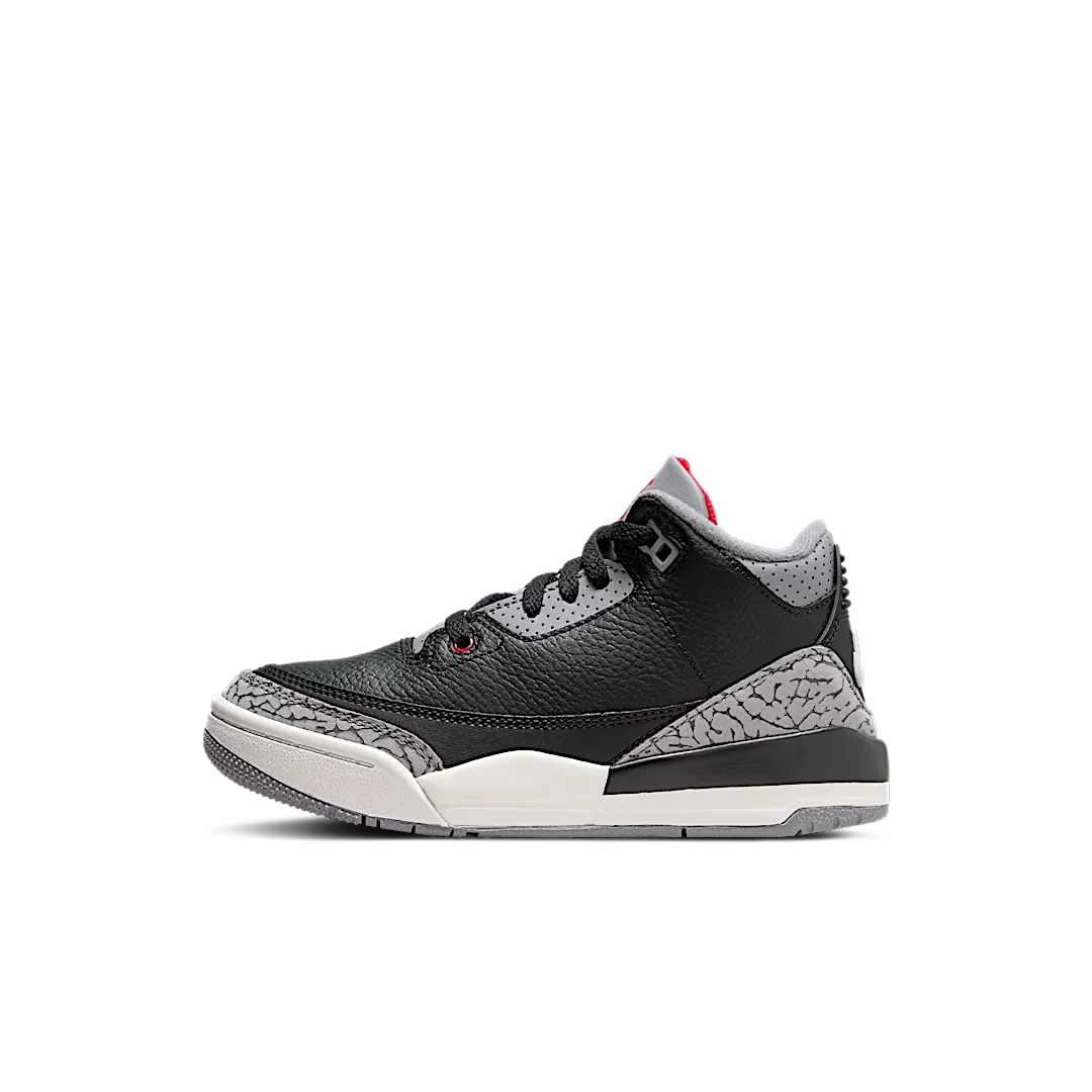 Air Jordan 3 Retro Black Cement (2024) (PS), Black/Fire Red/Cement Grey/Sail (DM0966-010)