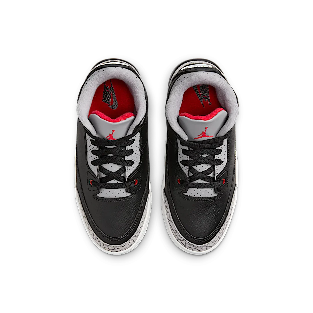 Air Jordan 3 Retro Black Cement (2024) (PS), Black/Fire Red/Cement Grey/Sail (DM0966-010)