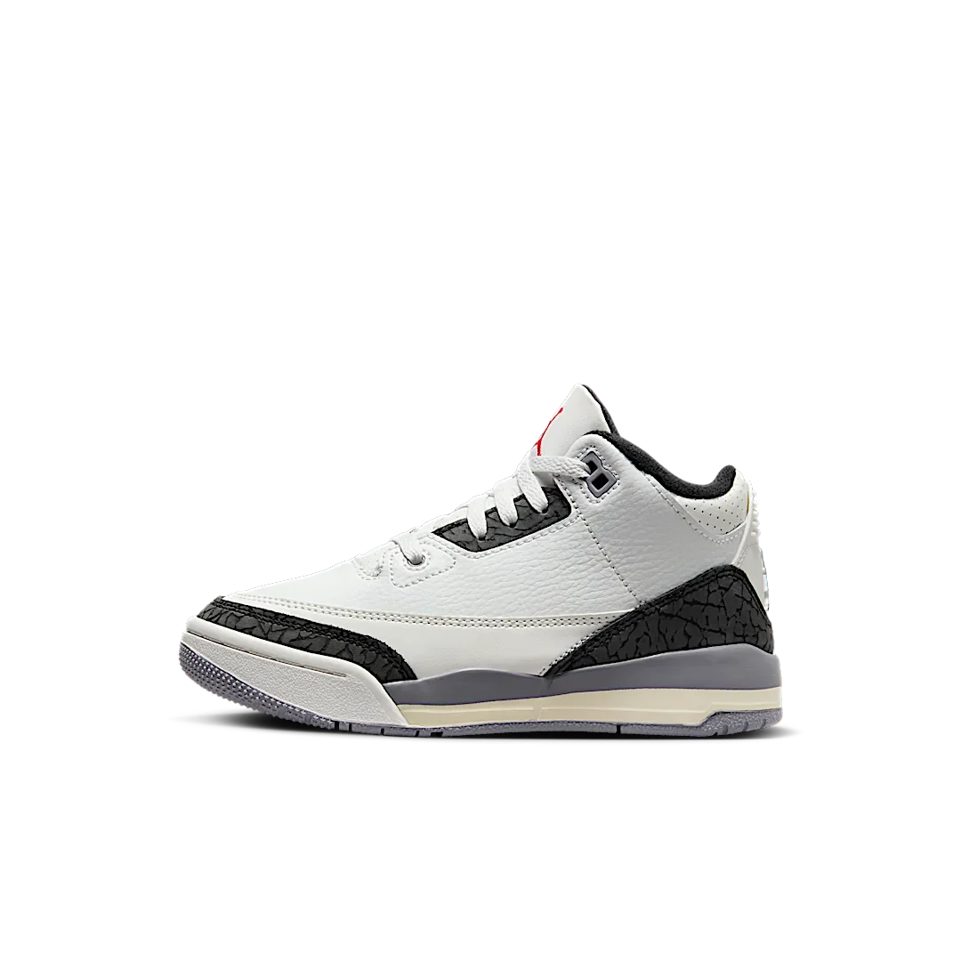 Air Jordan 3 Retro Cement Grey (PS), Summit White/Fire Red/Cement Grey/Black (DM0966-106)